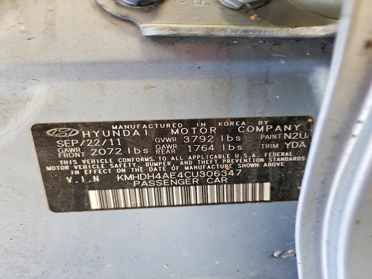 2012 HYUNDAI ELANTRA