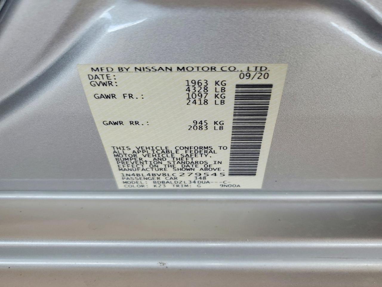 2020 NISSAN ALTIMA