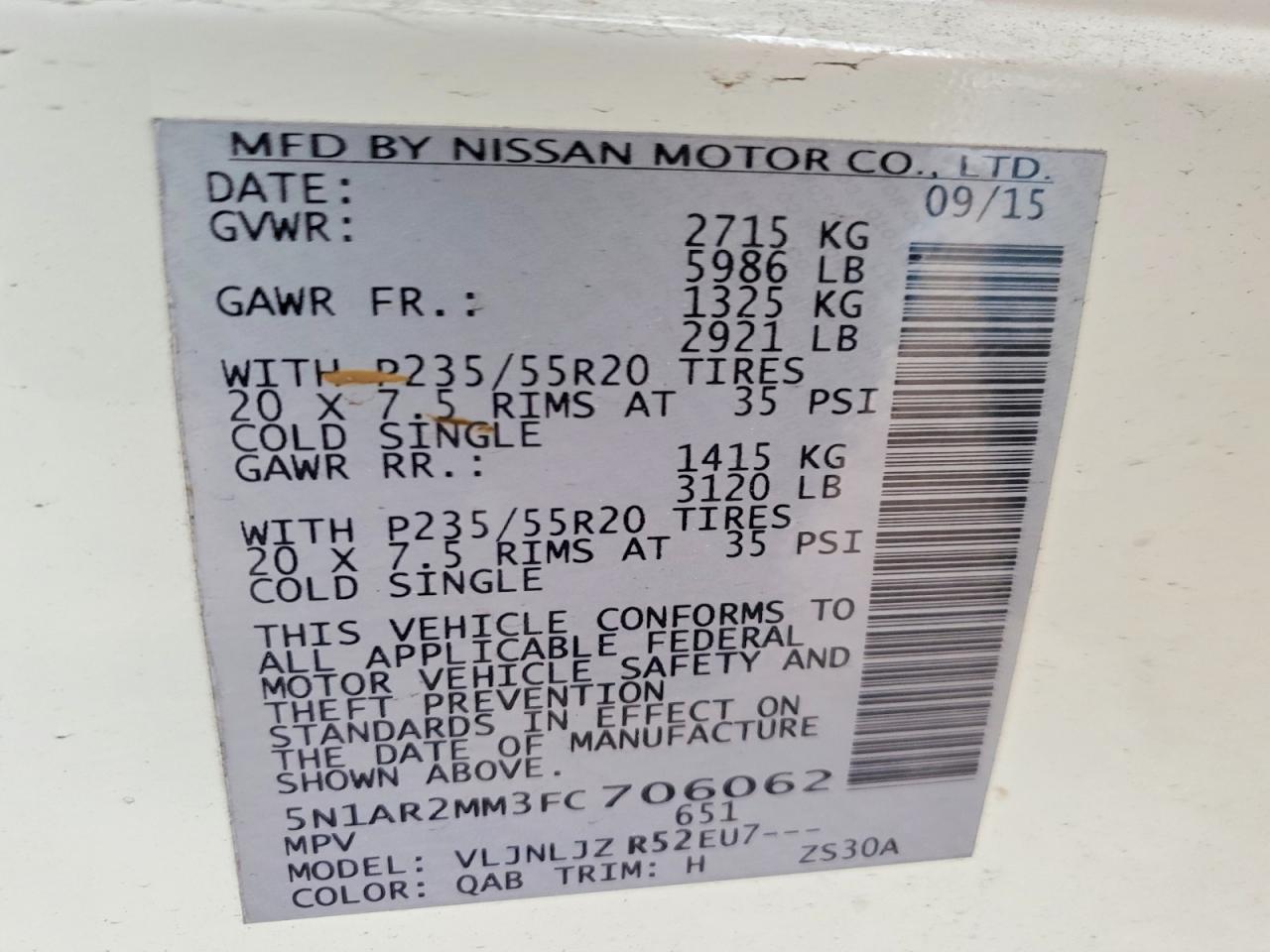 2015 NISSAN PATHFINDER