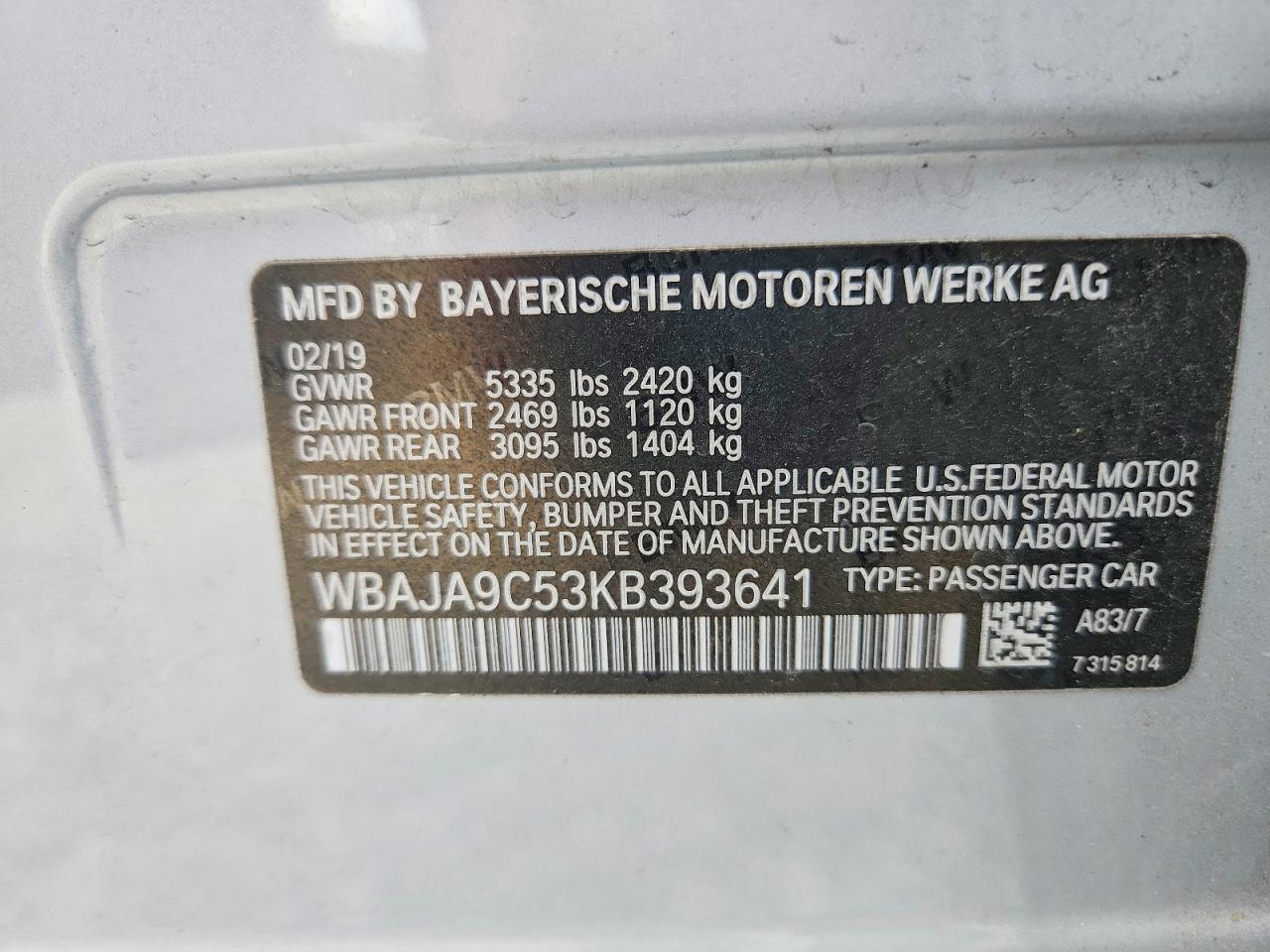 2019 BMW 5 SERIES