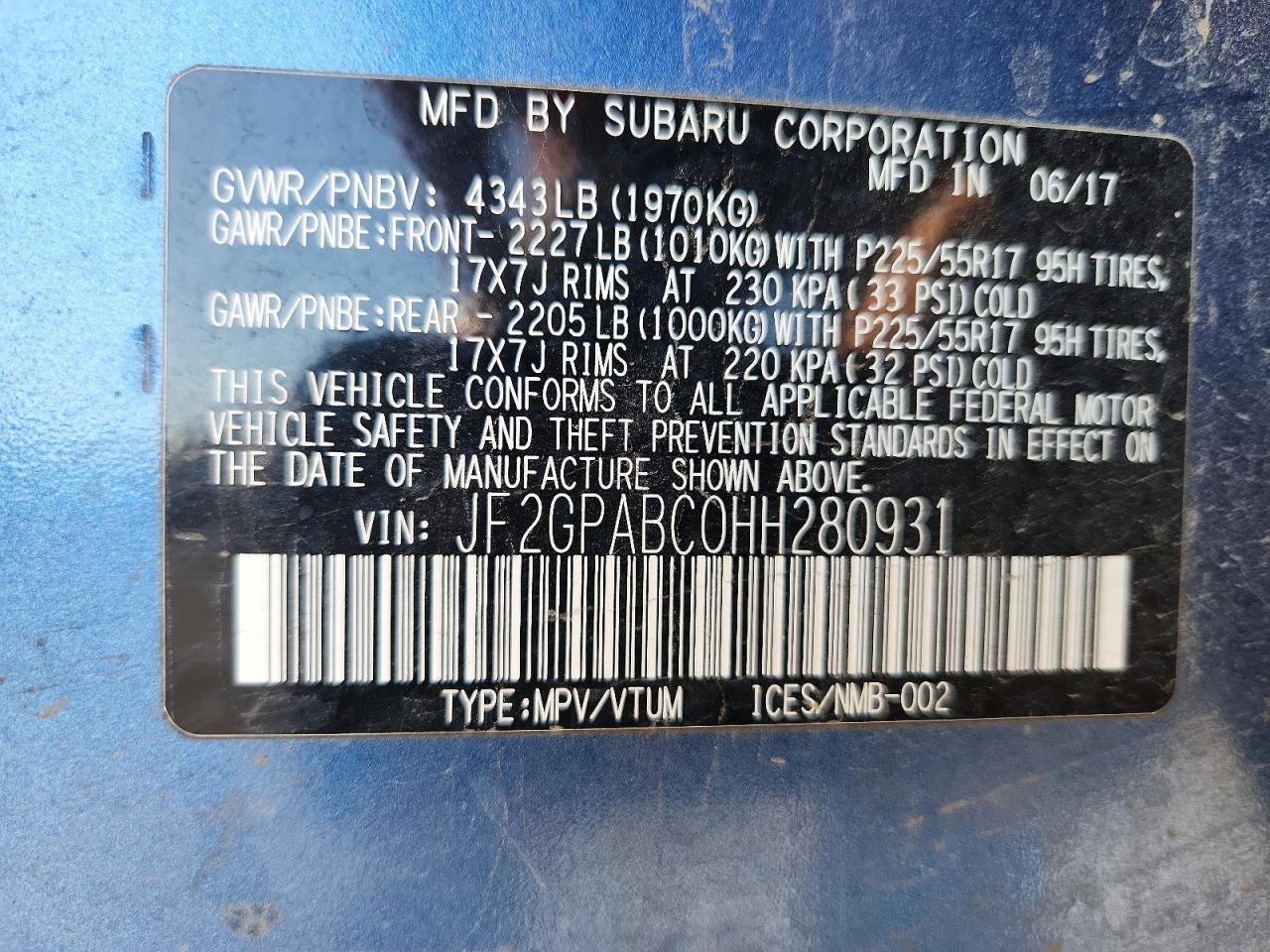 2017 SUBARU CROSSTREK
