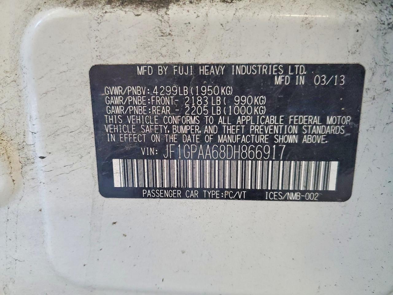 2013 SUBARU IMPREZA