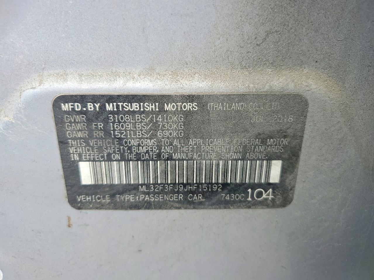 2018 MITSUBISHI MIRAGE G4