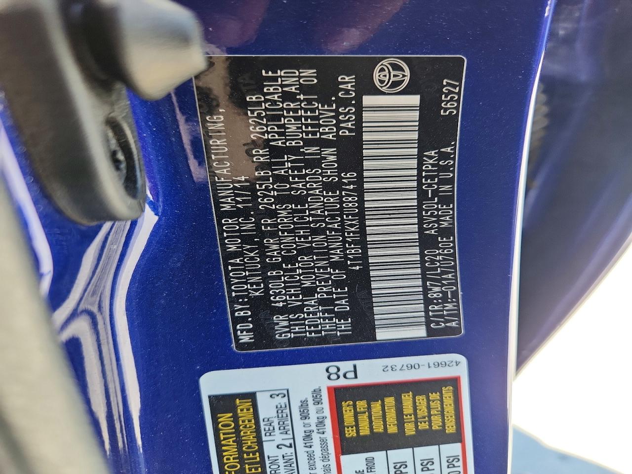 2015 TOYOTA CAMRY