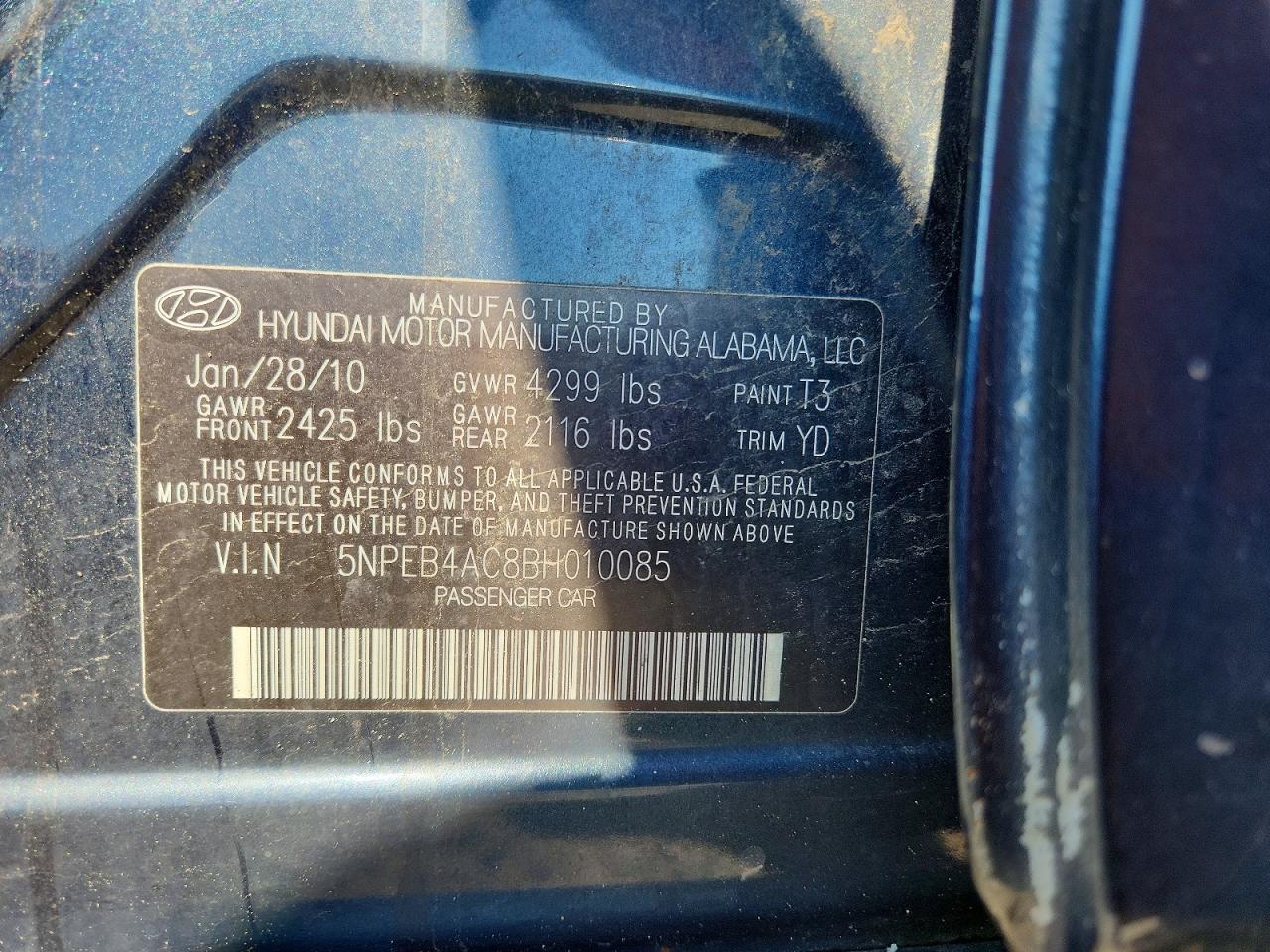 2011 HYUNDAI SONATA