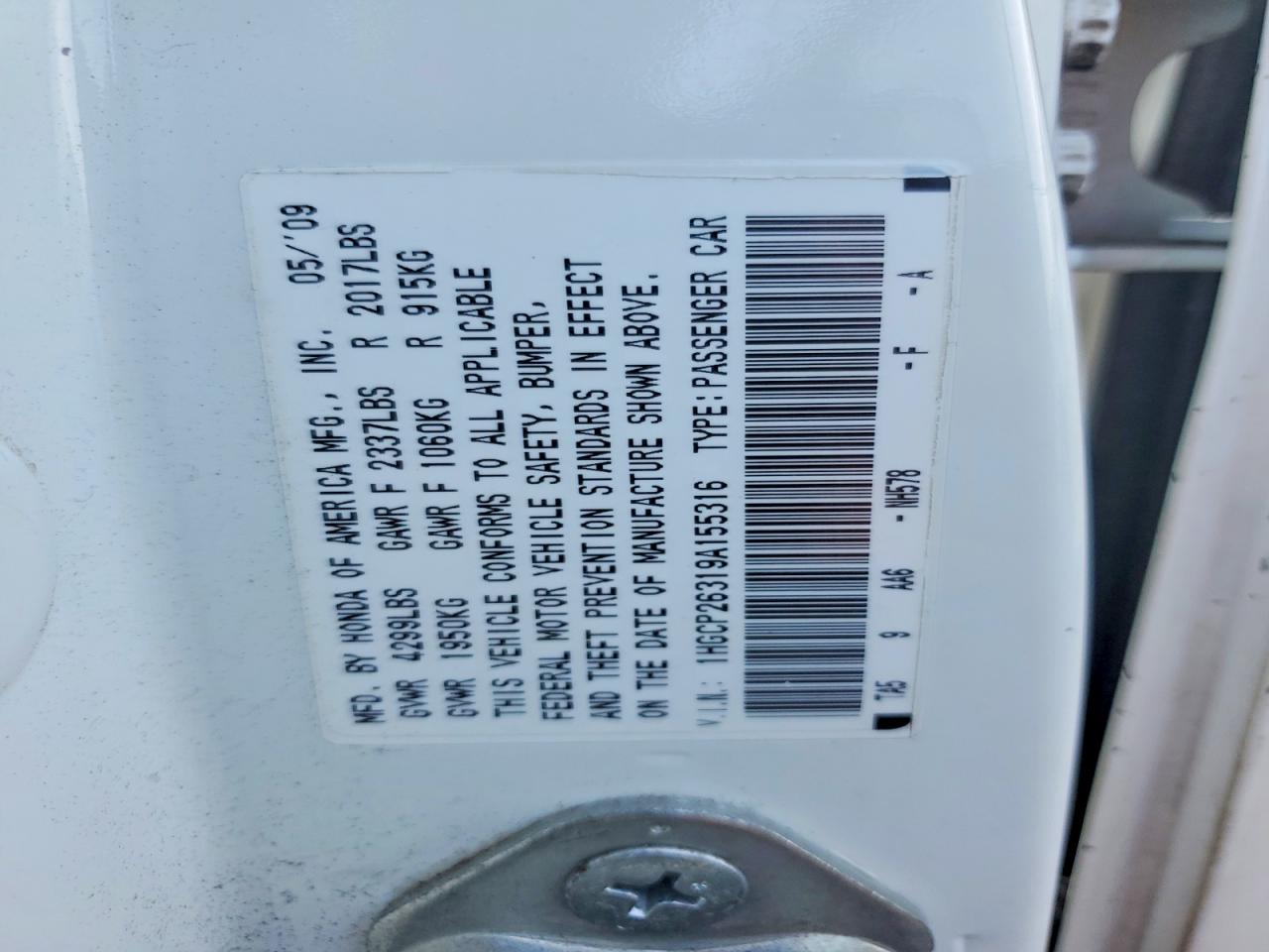 2009 HONDA ACCORD