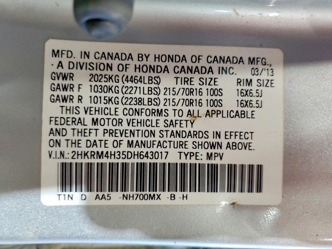 2013 HONDA CRV