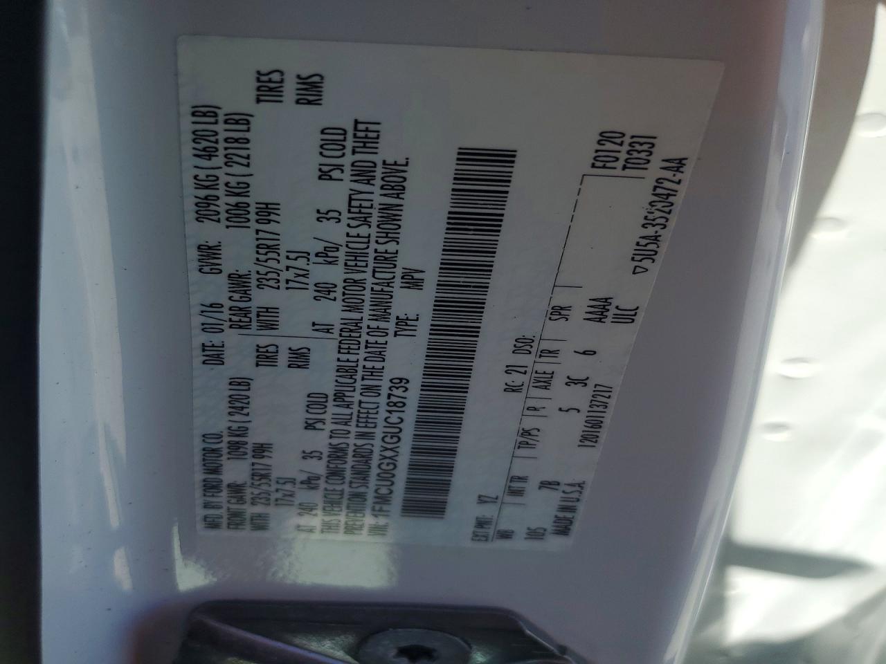 2016 FORD ESCAPE