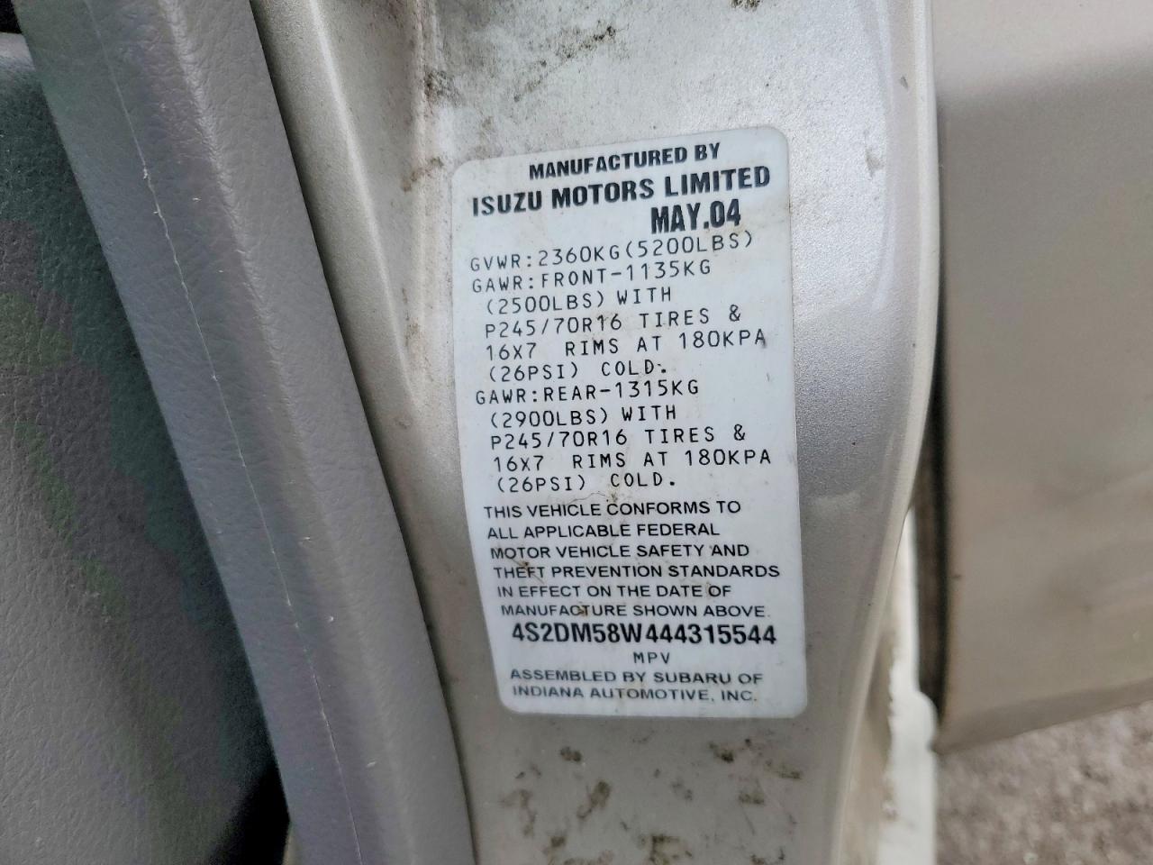 2004 ISUZU RODEO