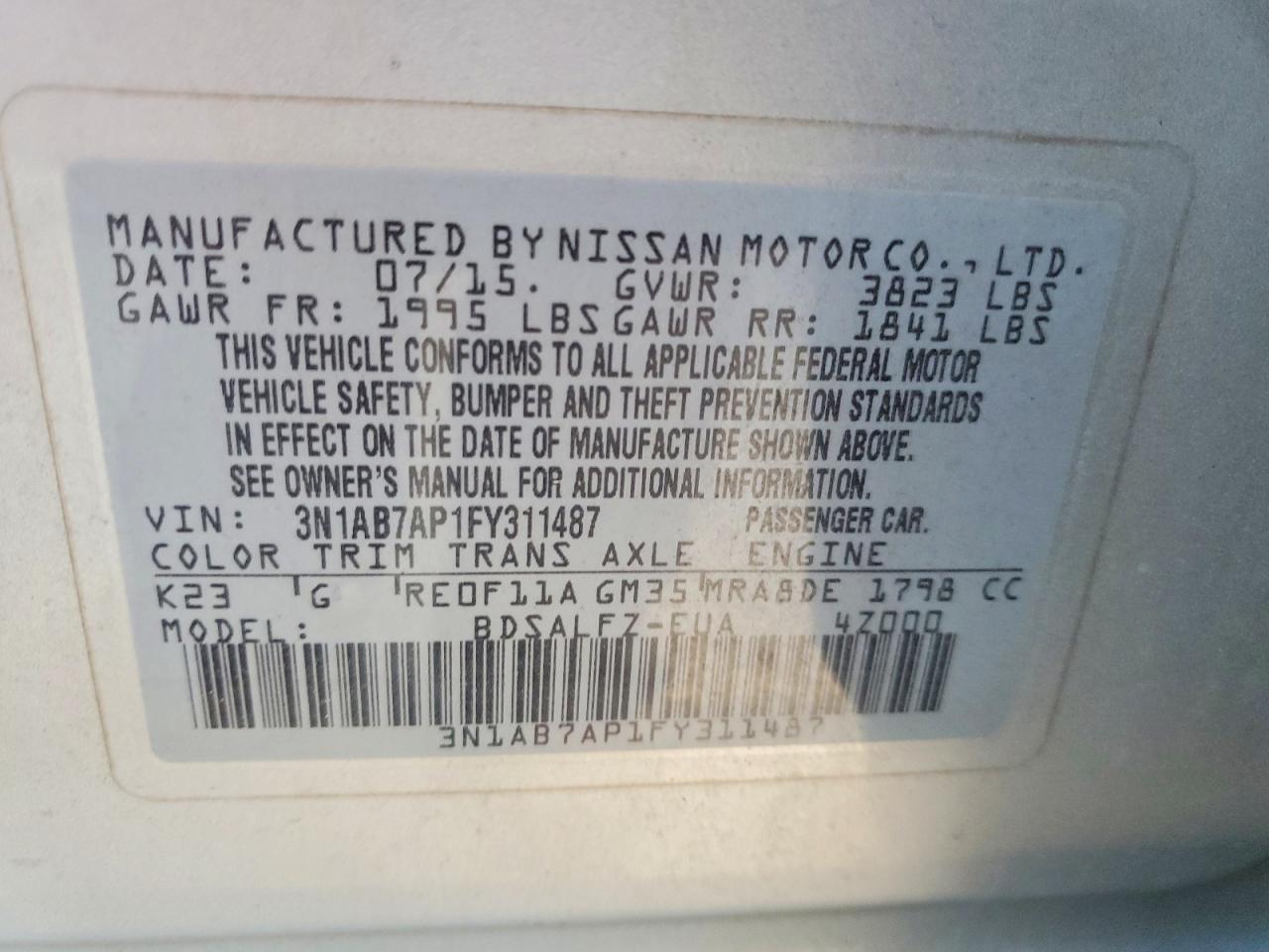 2015 NISSAN SENTRA