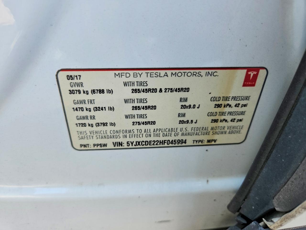 2017 TESLA MODEL X