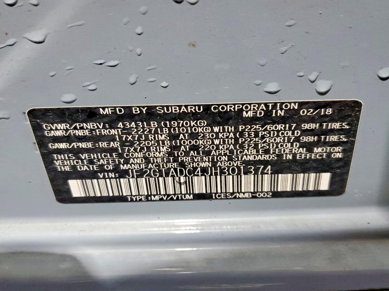 2018 SUBARU CROSSTREK