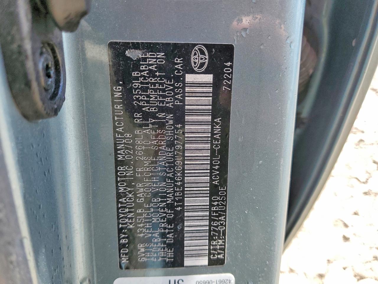 2009 TOYOTA CAMRY