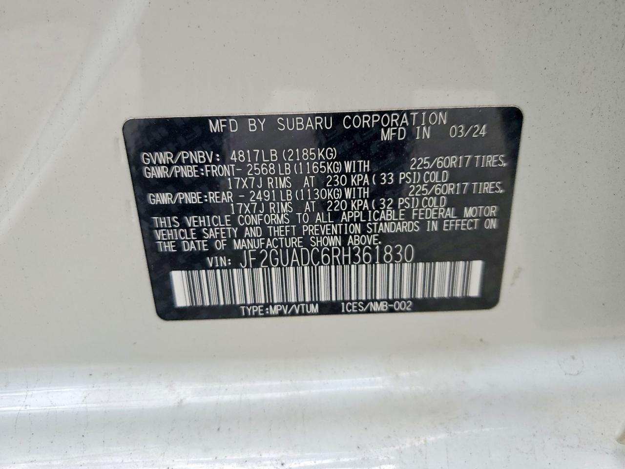 2024 SUBARU CROSSTREK