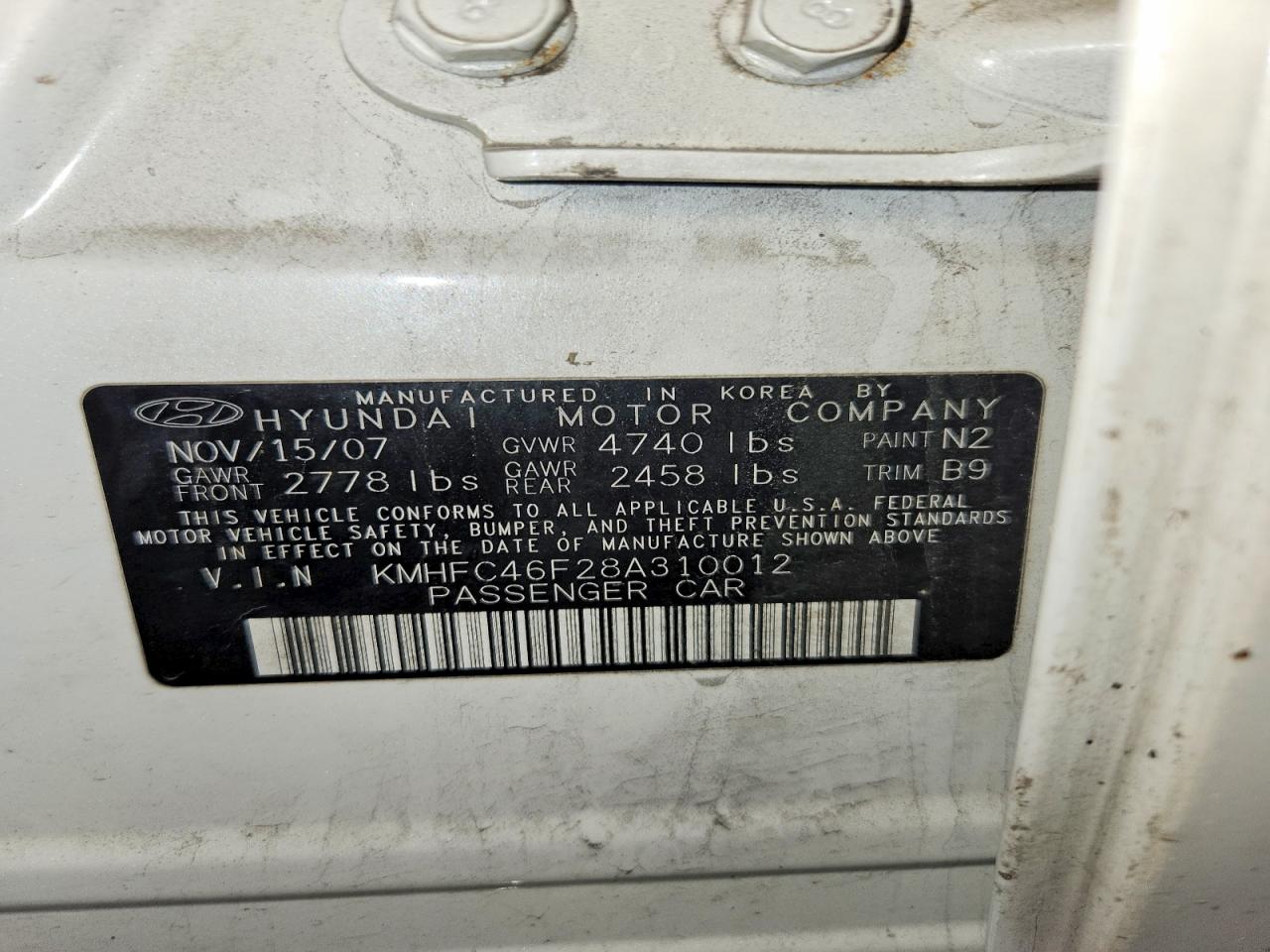 2008 HYUNDAI AZERA