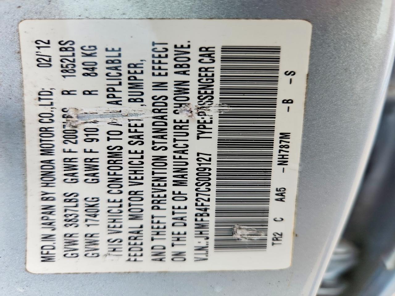2012 HONDA CIVIC