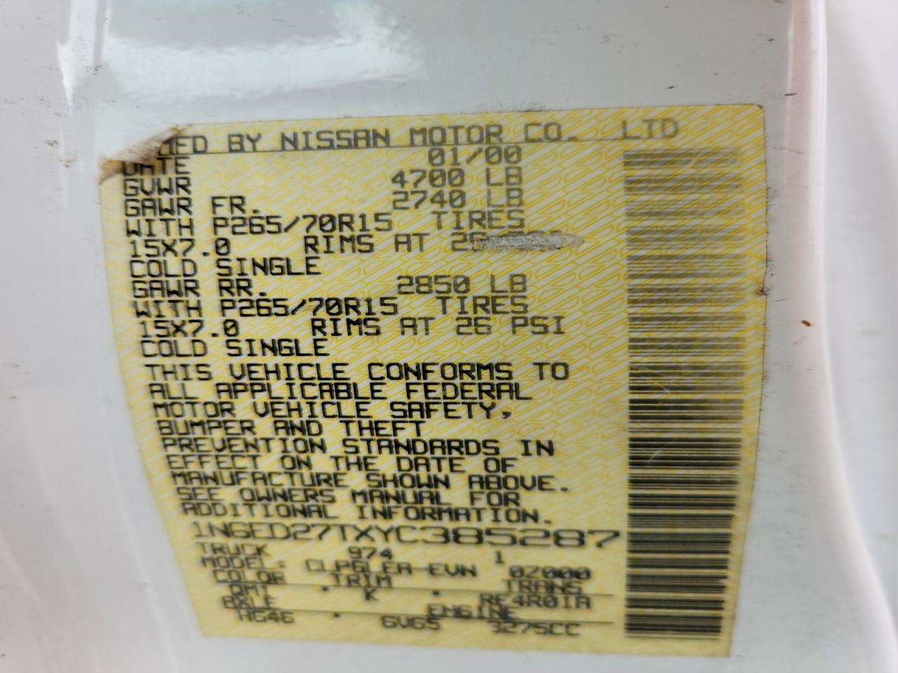 2000 NISSAN FRONTIER