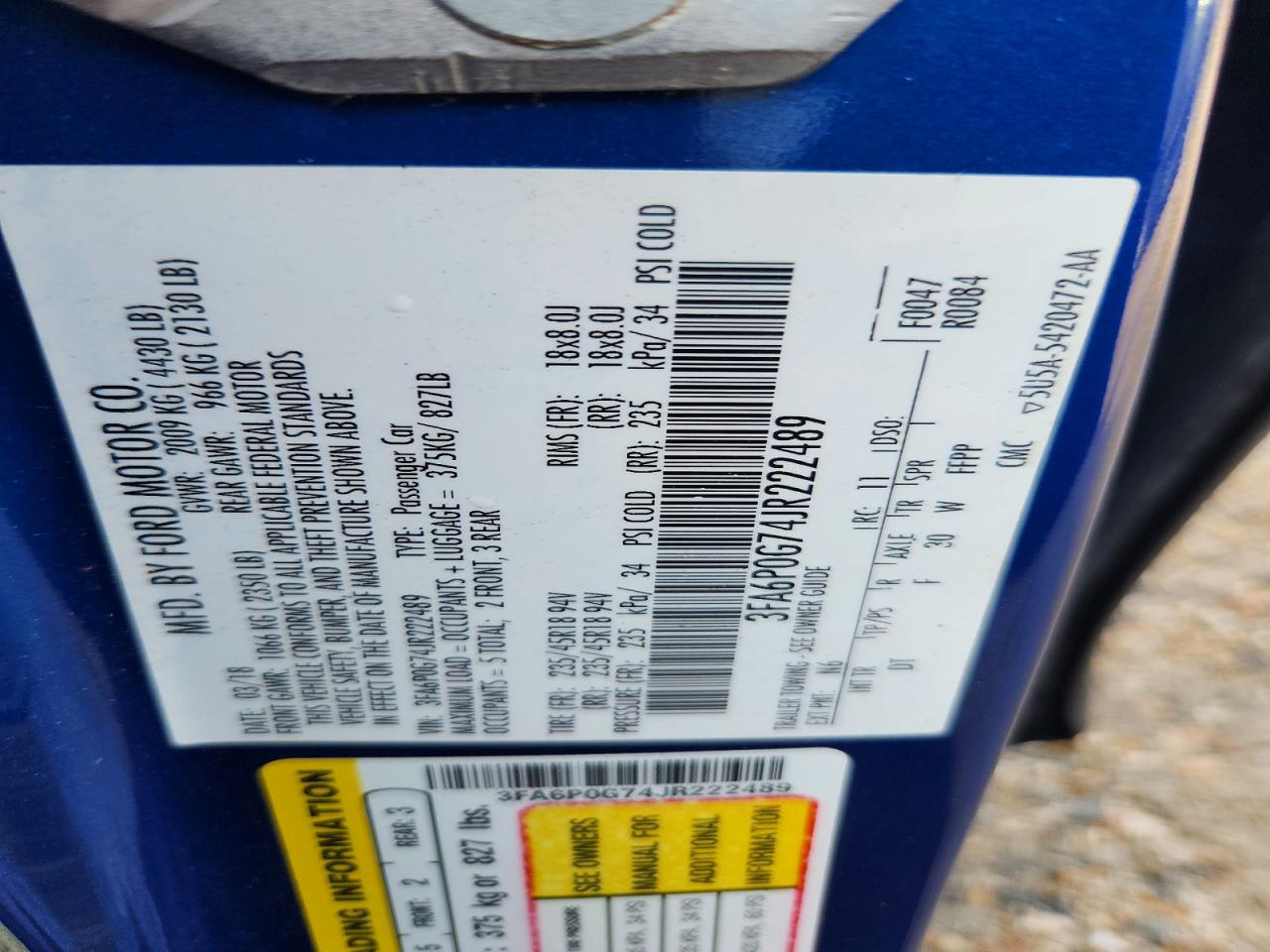 2018 FORD FUSION