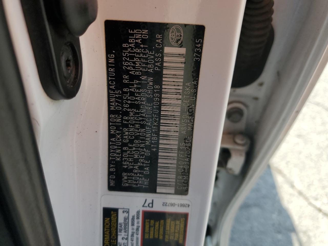 2015 TOYOTA CAMRY