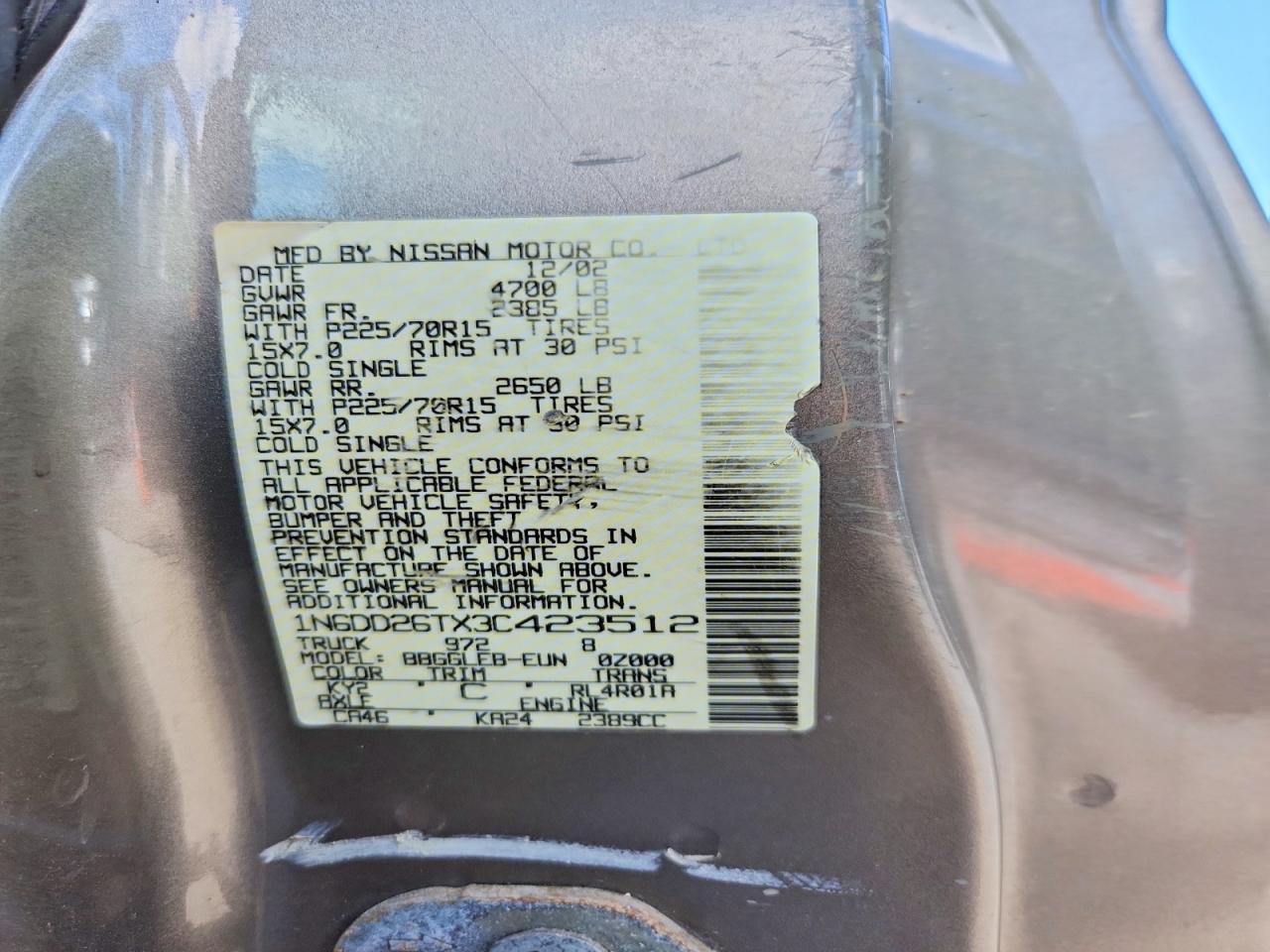 2003 NISSAN FRONTIER