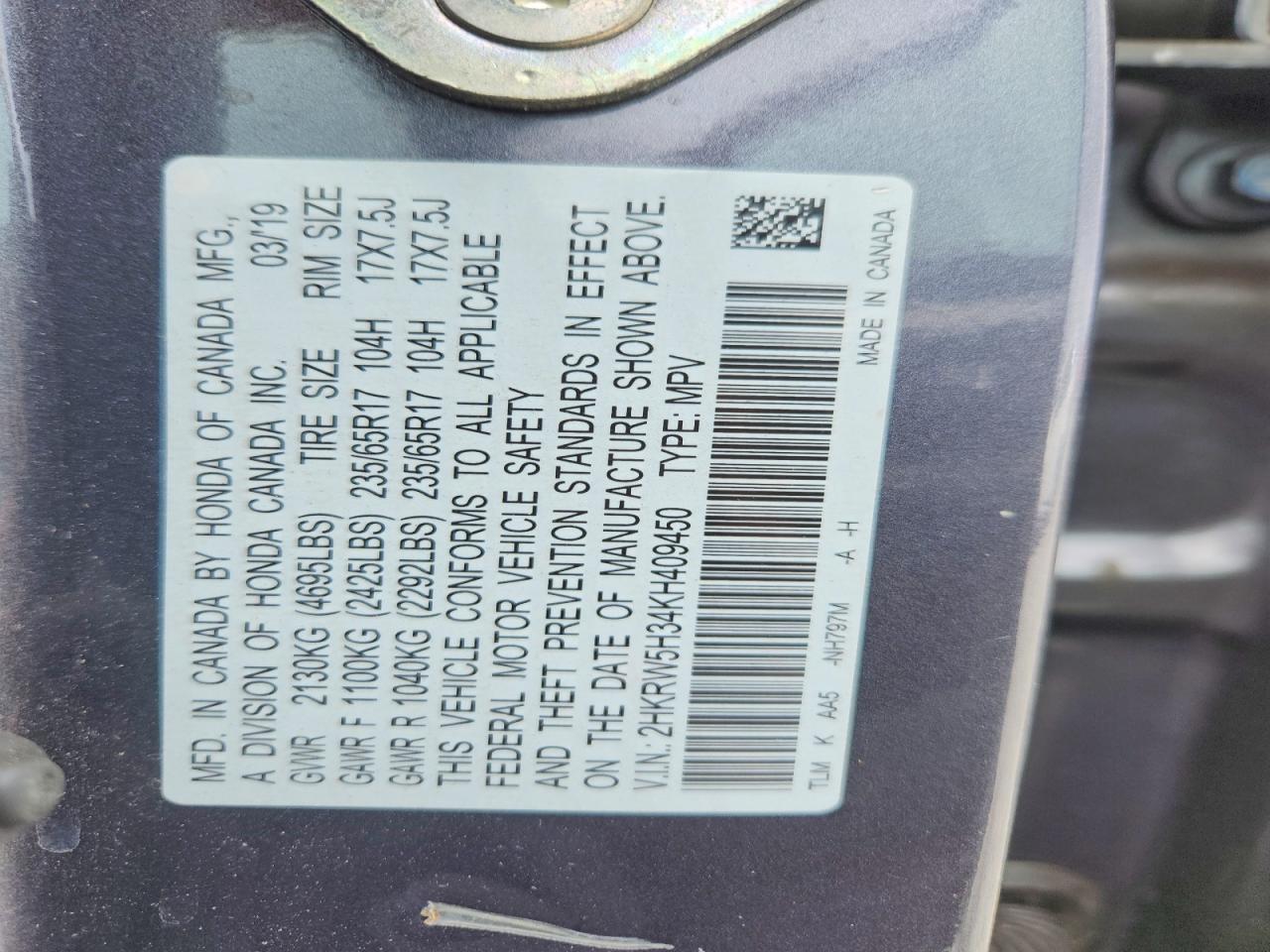 2019 HONDA CRV