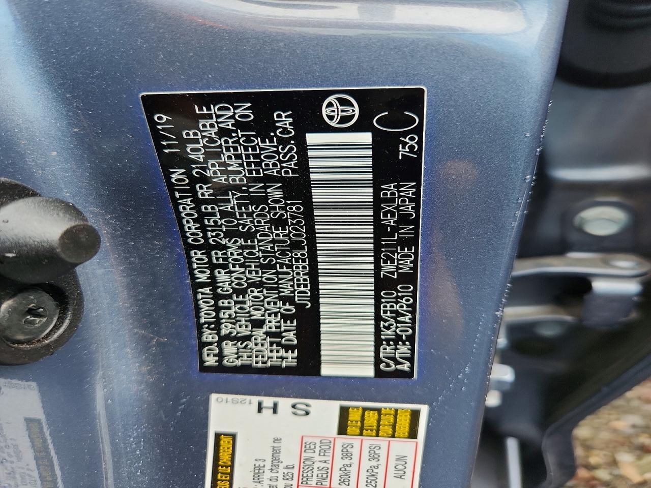 2020 TOYOTA COROLLA