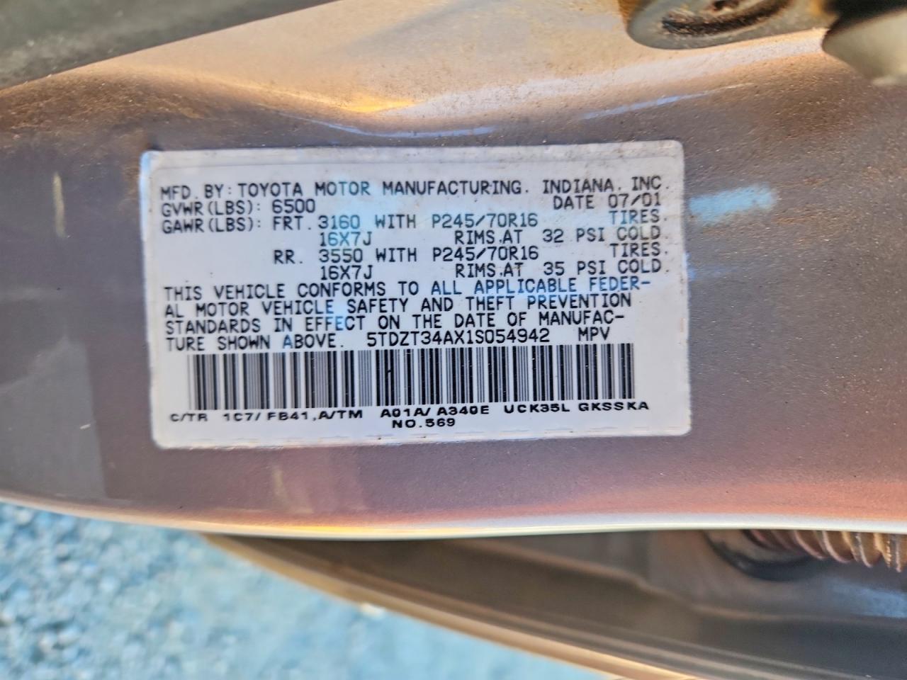 2001 TOYOTA SEQUOIA