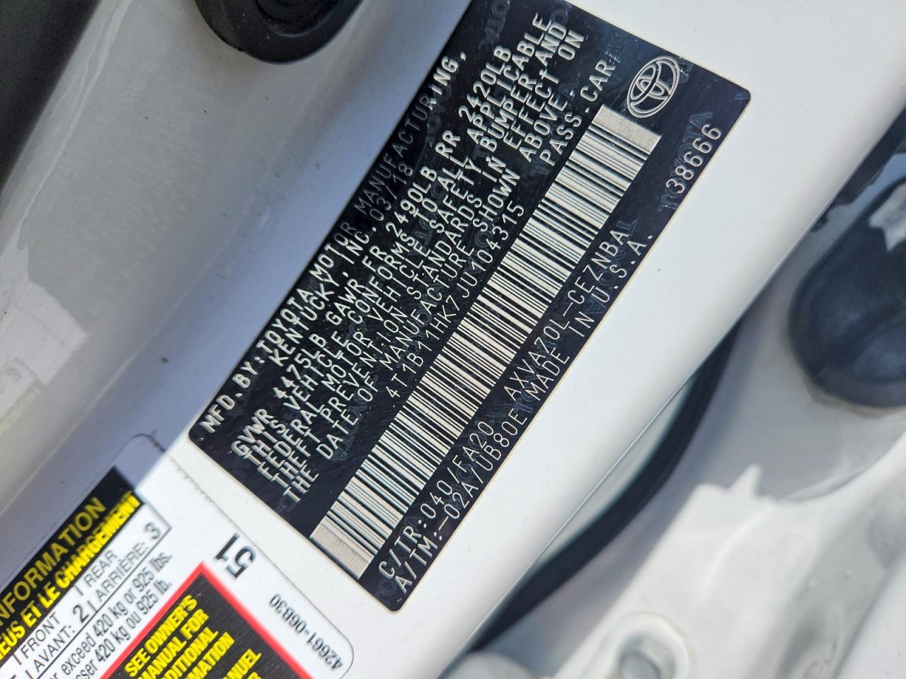 2018 TOYOTA CAMRY