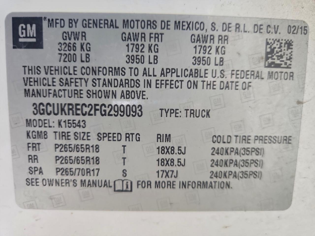 2015 CHEVROLET SILVERADO