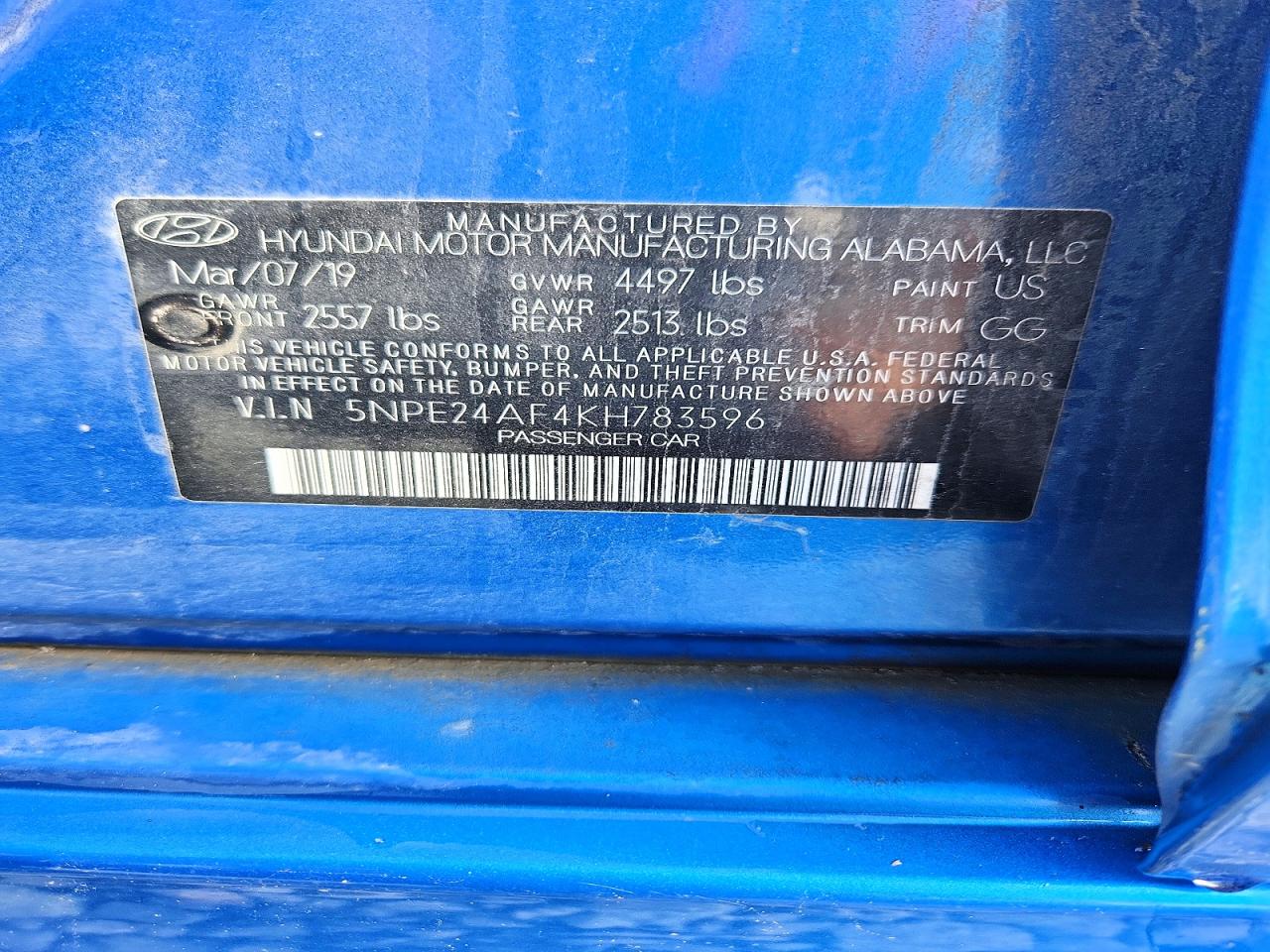 2019 HYUNDAI SONATA