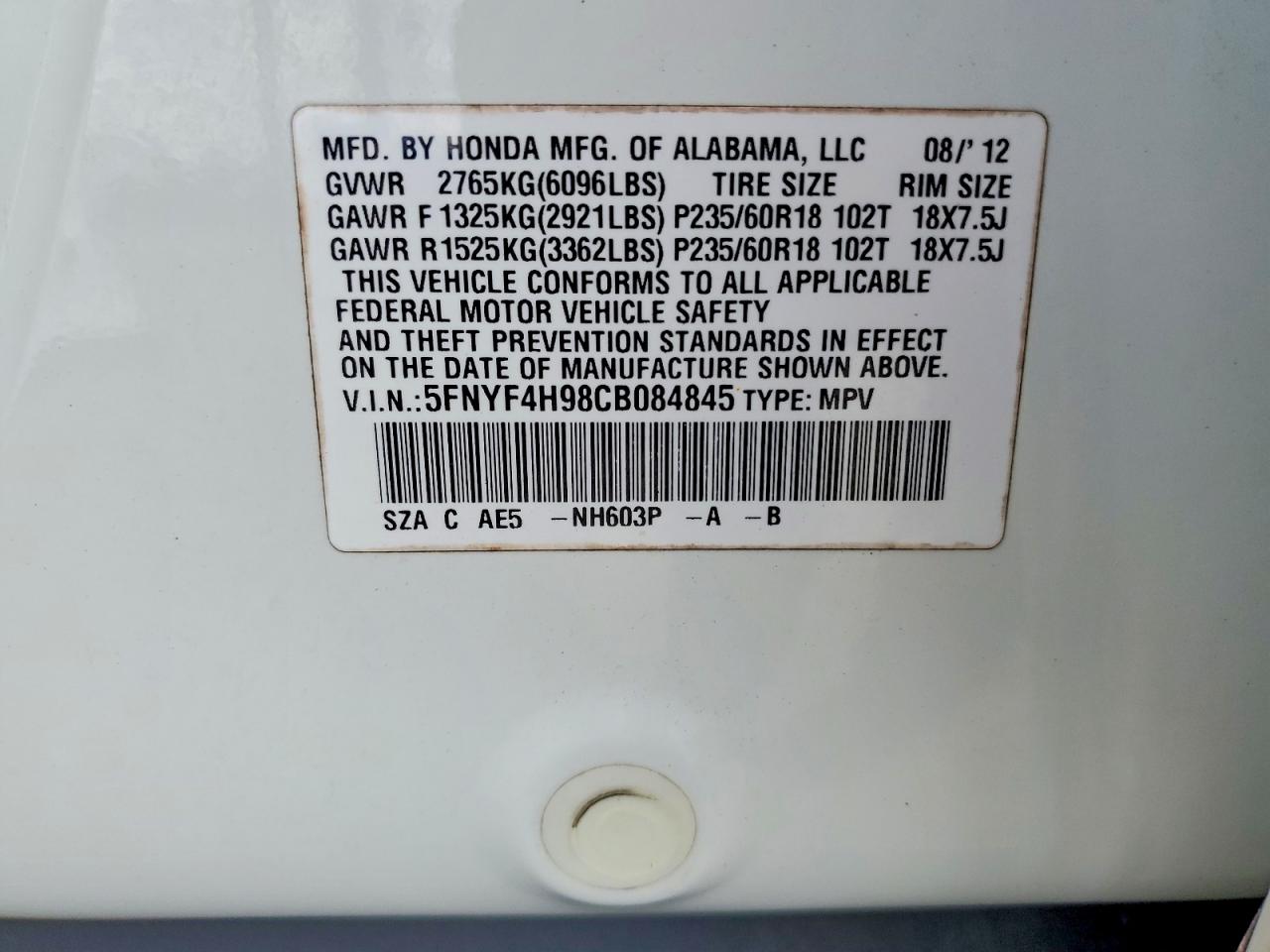 2012 HONDA PILOT