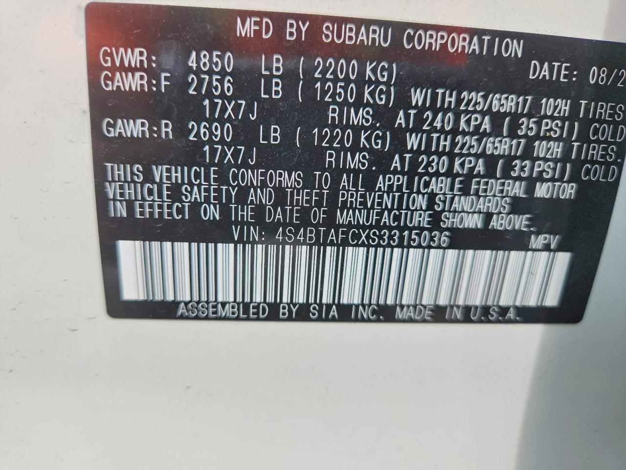 2025 SUBARU OUTBACK