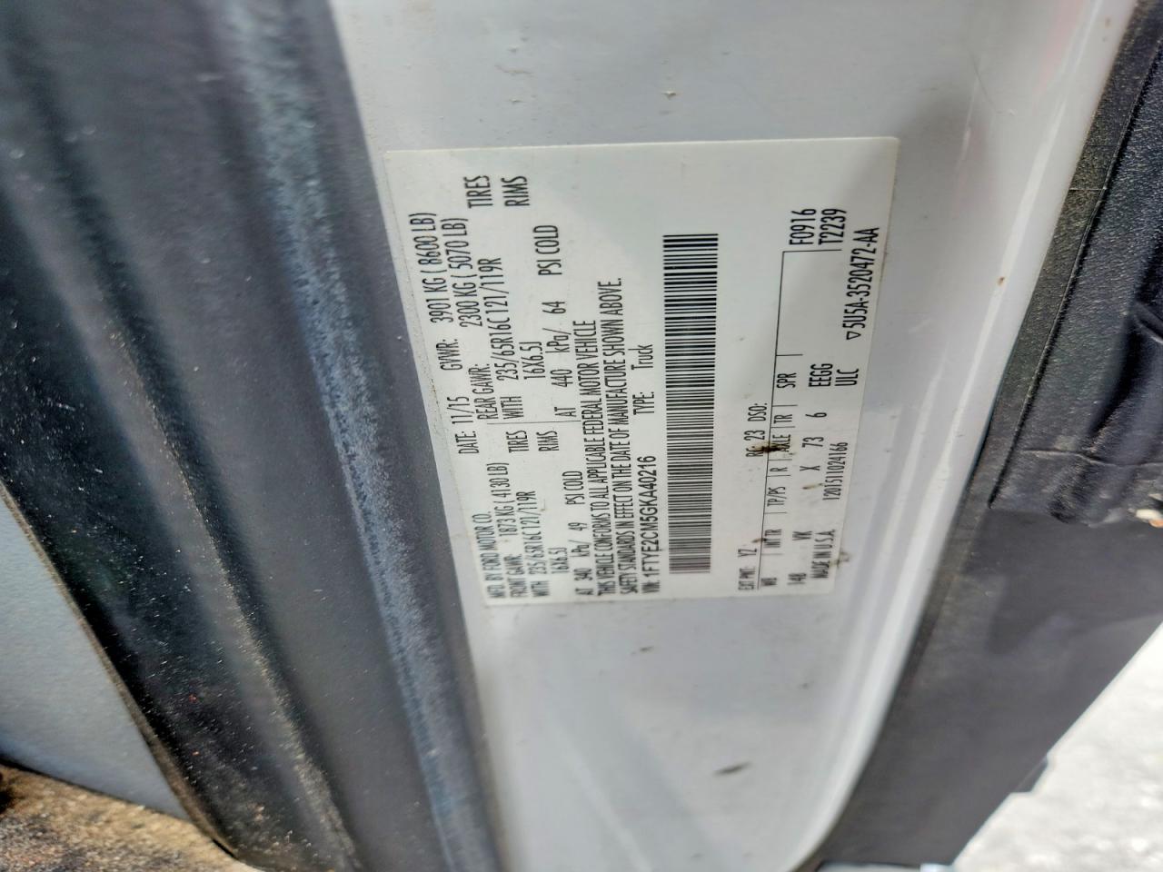 2016 FORD TRANSIT