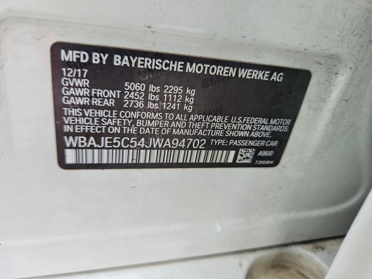 2018 BMW 5 SERIES