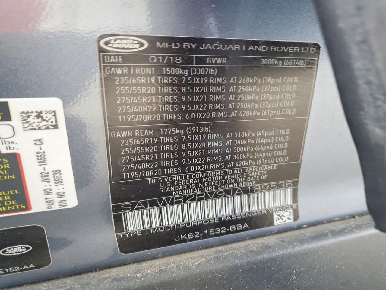 2018 LAND ROVER RANGEROVER