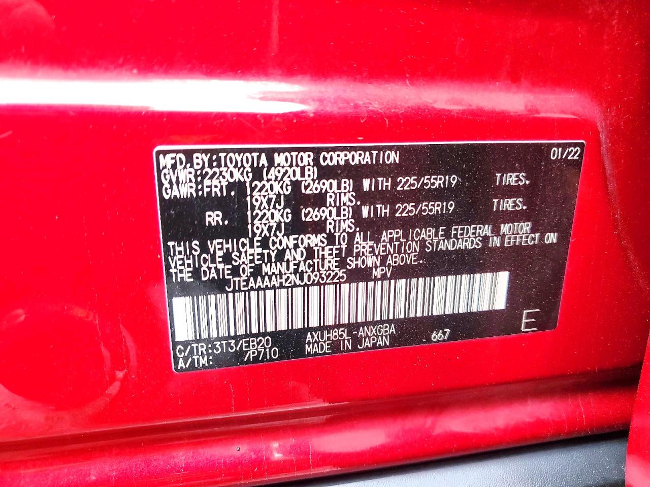 2022 TOYOTA VENZA