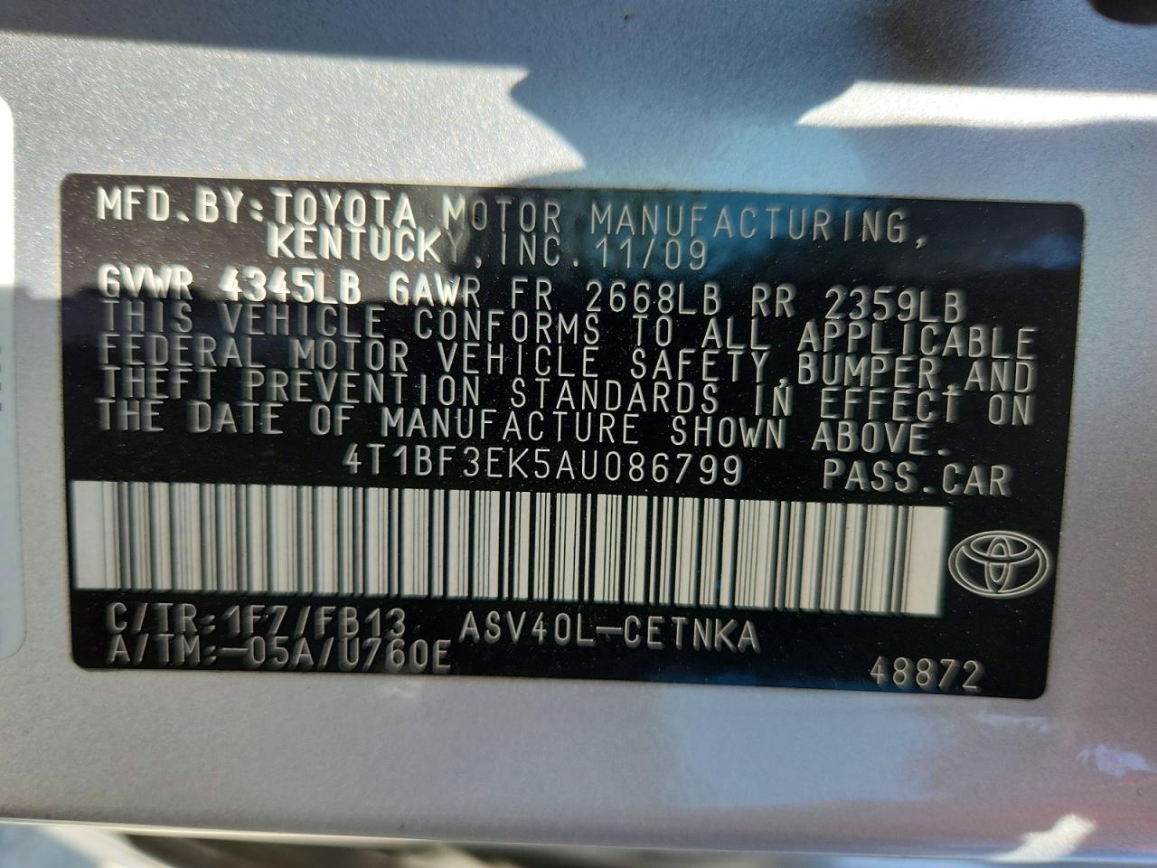 2010 TOYOTA CAMRY