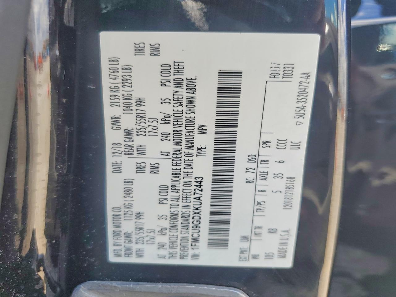 2019 FORD ESCAPE
