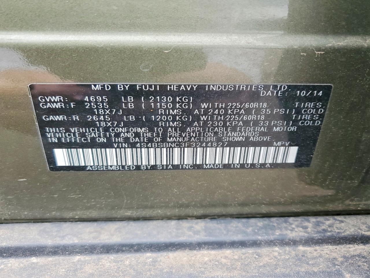 2015 SUBARU OUTBACK