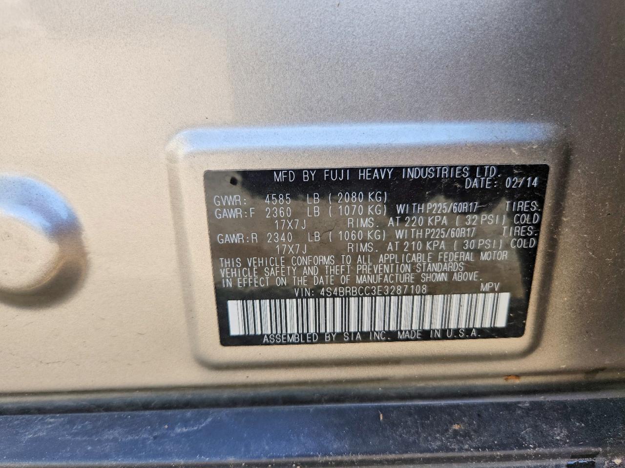 2014 SUBARU OUTBACK
