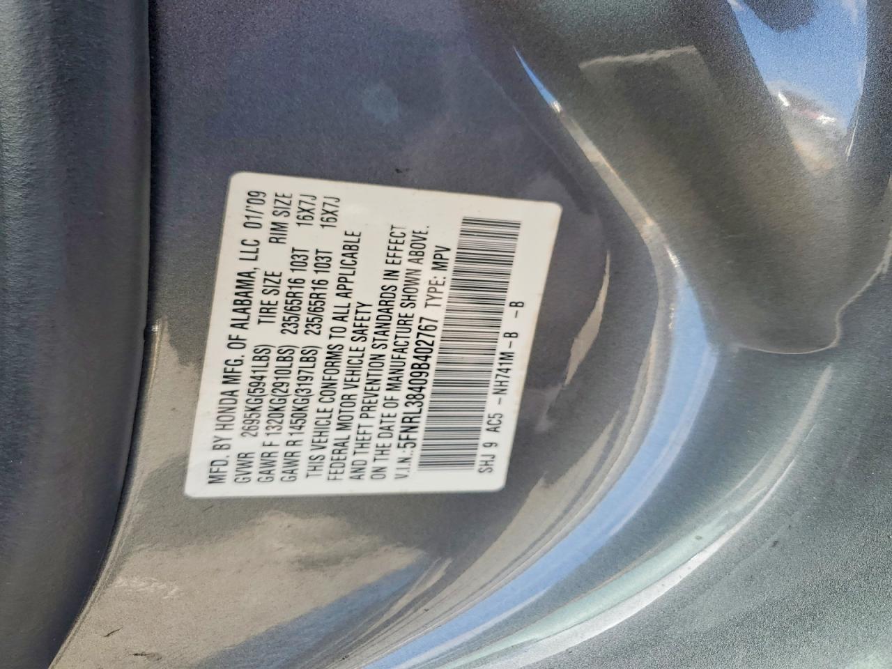 2009 HONDA ODYSSEY