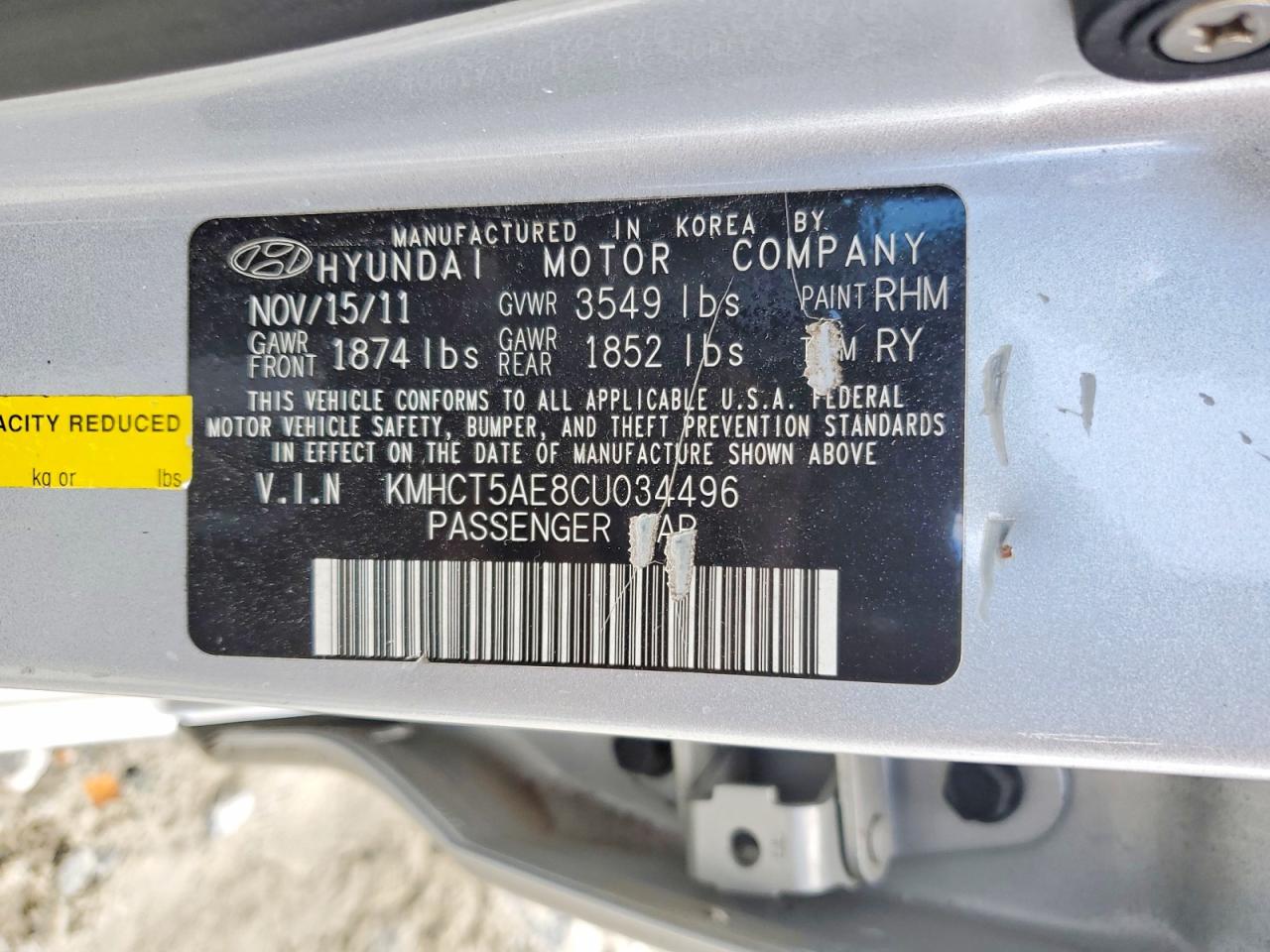2012 HYUNDAI ACCENT