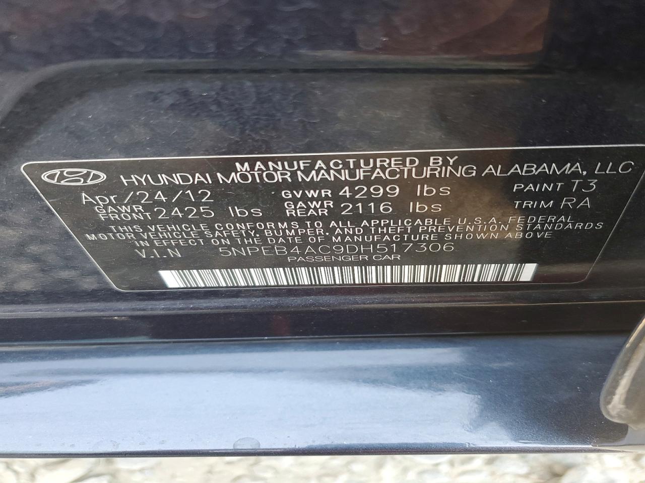 2013 HYUNDAI SONATA