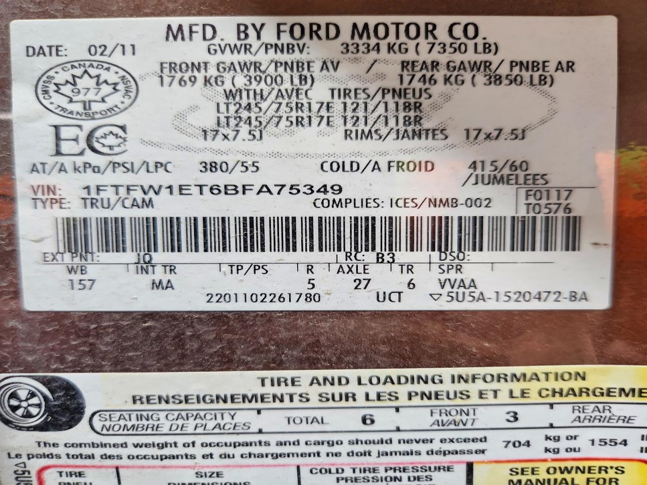 2011 FORD F150