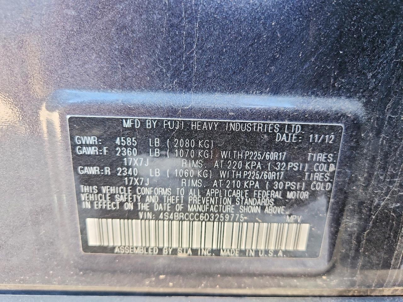 2013 SUBARU OUTBACK