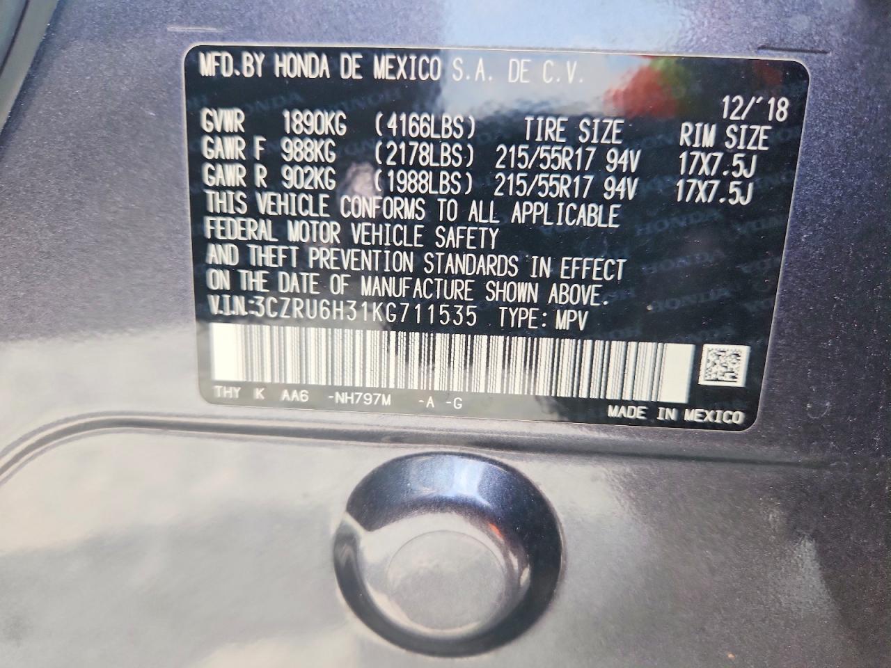 2019 HONDA HR-V