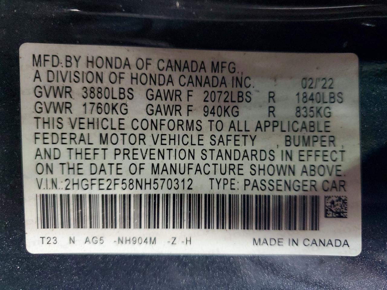 2022 HONDA CIVIC