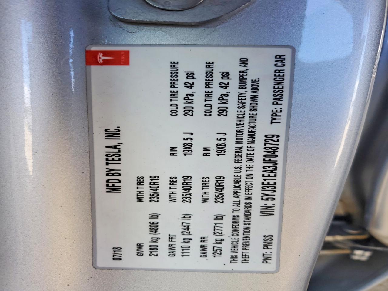 2018 TESLA MODEL 3