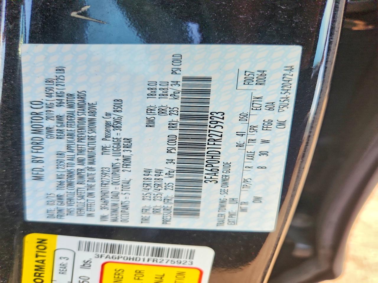 2015 FORD FUSION