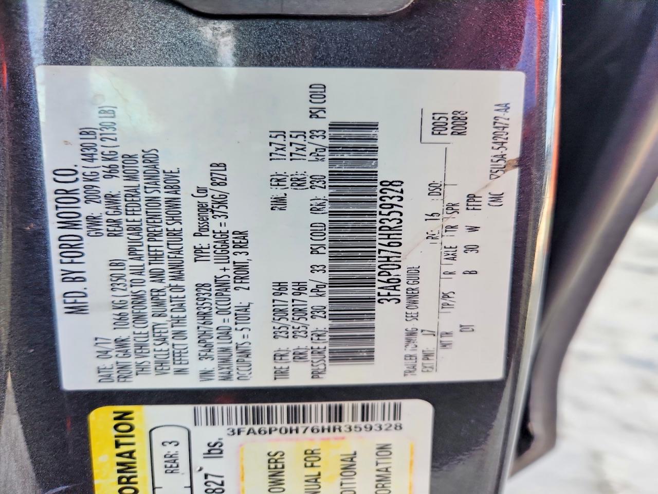 2017 FORD FUSION